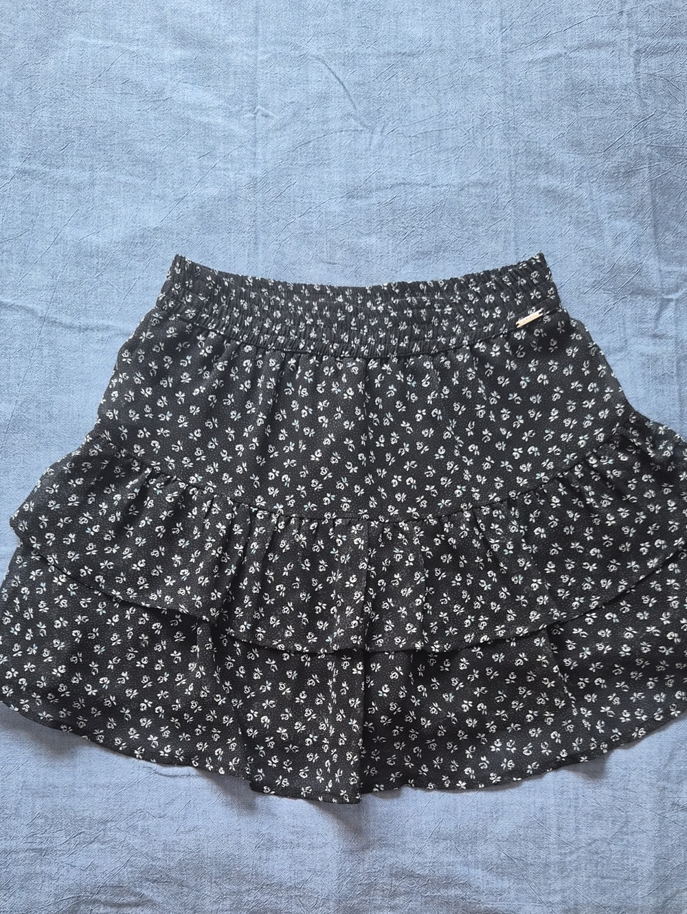 Black Floral Tiered Skirt - Gitl Casual Skirt